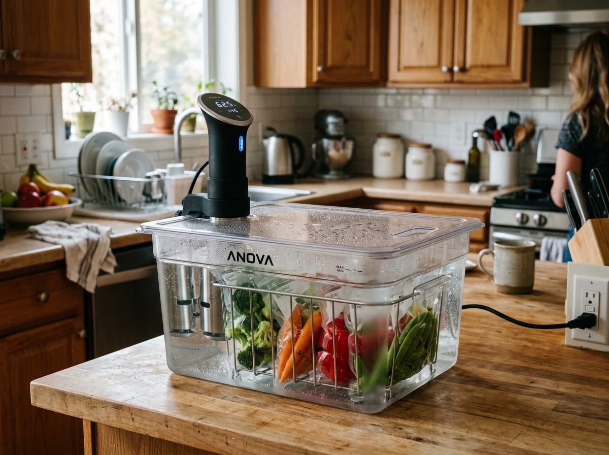 Complete sous-vide set op een keukenblad